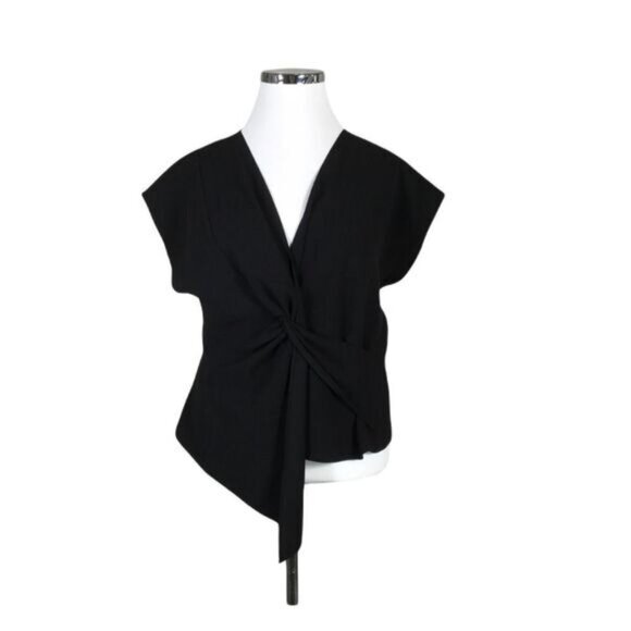 ZARA Women's V Neck Cap‎ Sleeve Twist Front Blouse Small - Picture 1 of 7